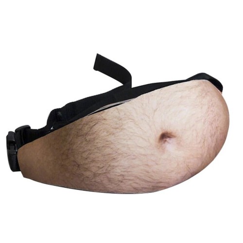 Funny Fake Belly Waist Bag Novelty Fanny Pack Dad Bod Belly Pouch PU Leather