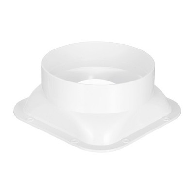 Duct Connector Flange 5.7'' ABS Square to Round Straight Pipe Flange, White