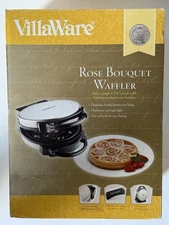 VillaWare Rose Bouquet Waffle Waffler Maker Model 3301-Rare-Valentine’s Day