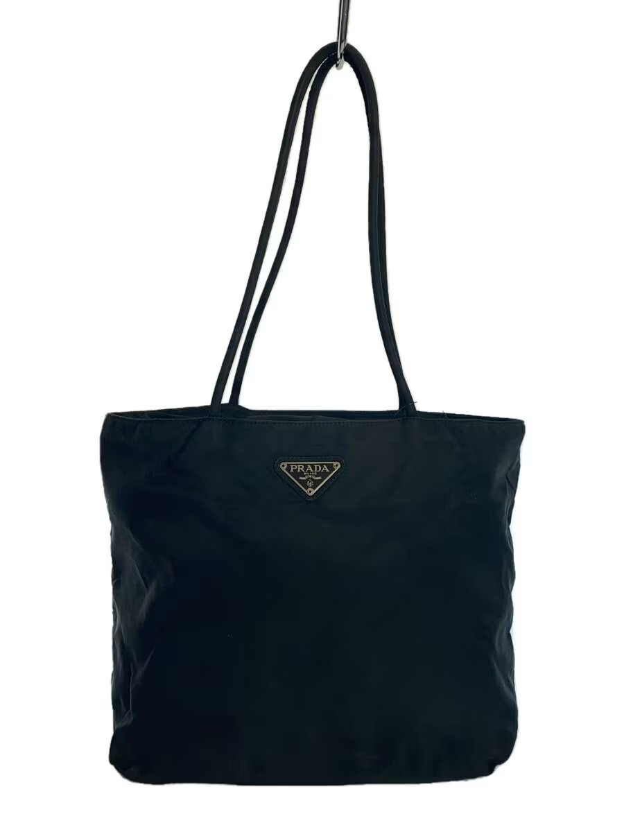 PRADA Black Nylon Plain Tote Bag