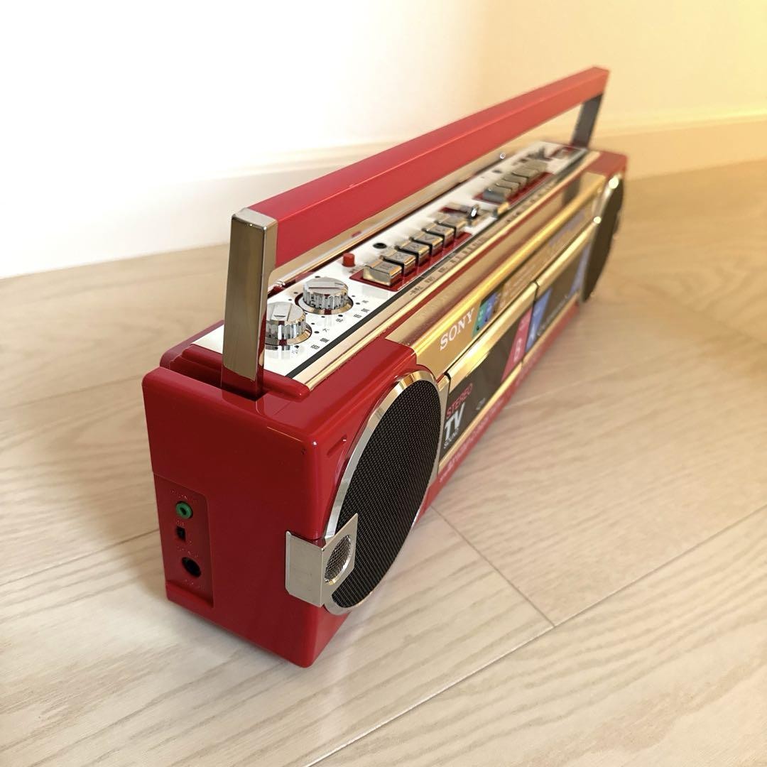 SONY CFS-W80ラジカセ レッド SONY CFS-W80 ダブルカセット ラジオ ラジカセ 赤 昭和レトロ - メルカリ
