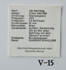 1975 Austria 100 Schilling .640/23.9g Silver 50th Anniv of Schilling MS60 (V-15)