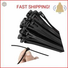 Armpow 18 Inch Recoverable Reusable Zip Ties, 100PCS Black Zip Ties, Outdoor 120