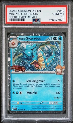 2025 POKEMON DRI EN-DESTINED RIVALS PRERELEASE-STAFF MISTY'S GYARADOS PSA 10