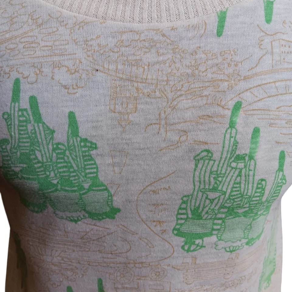 Small Vintage T-shirt Tank Top Sleeveless Green Bicycle Print Single Stitch - Image 2 of 4