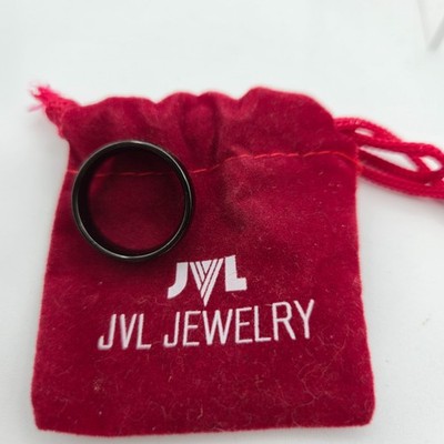 JVL TUNGSTEN Ring Black Dome Band Mens Size 7 Comfort Fit With Pouch