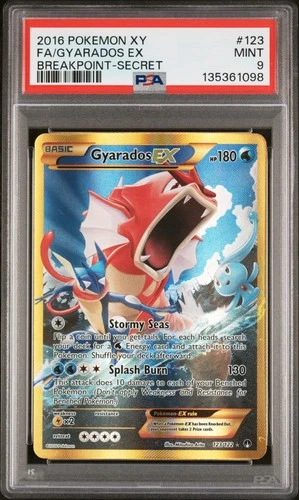 2016 POKEMON XY BREAKPOINT SECRET #123 FULL ART/GYARADOS EX PSA 9