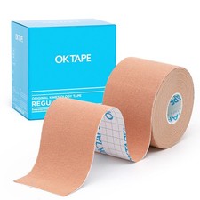 OK TAPE Kinesiology Tape, Regular Original Cotton Elastic 1 Roll, Beige