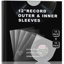 100 12" anti static Vinyl Record Sleeves Combo Pack 50x 3mil Outer 50x Inn...