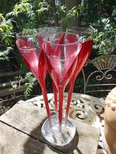 Set of 4 Moet & Chandon Red Tulip Champagne Glass Flutes Acrylic Base