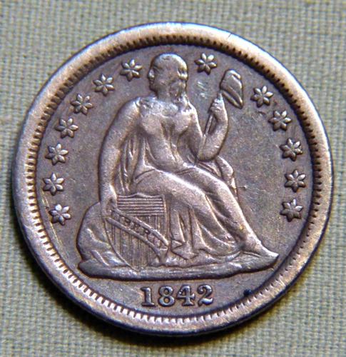 1842 United States Seated Liberty Silver Dime - Choice EF - Lot 1302