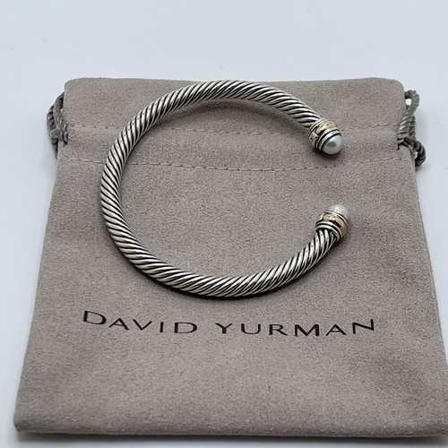 David Yurman Cable Classics 5mm Pearls and 14K Gold Cable Cuff Bracelet - Picture 4 of 5