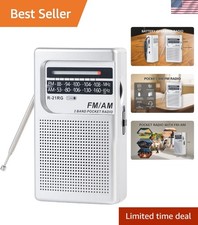 Portable Radio AM FM Receiver Pocket Radio 2AA Battery Operated USB-C Charge ...