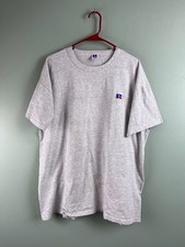 Russell Athletic XL USA Made Cotton Grey Embroidered Chest Logo Vintage 90s