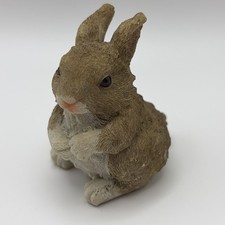 Brown & White Bunny Rabbit Resin Figurine Sit...