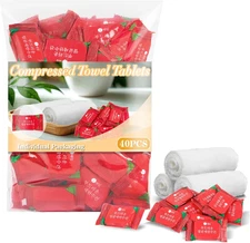 40PCS Compressed Towel Tablets Travel Disposable Face Towels Washcloths Camping