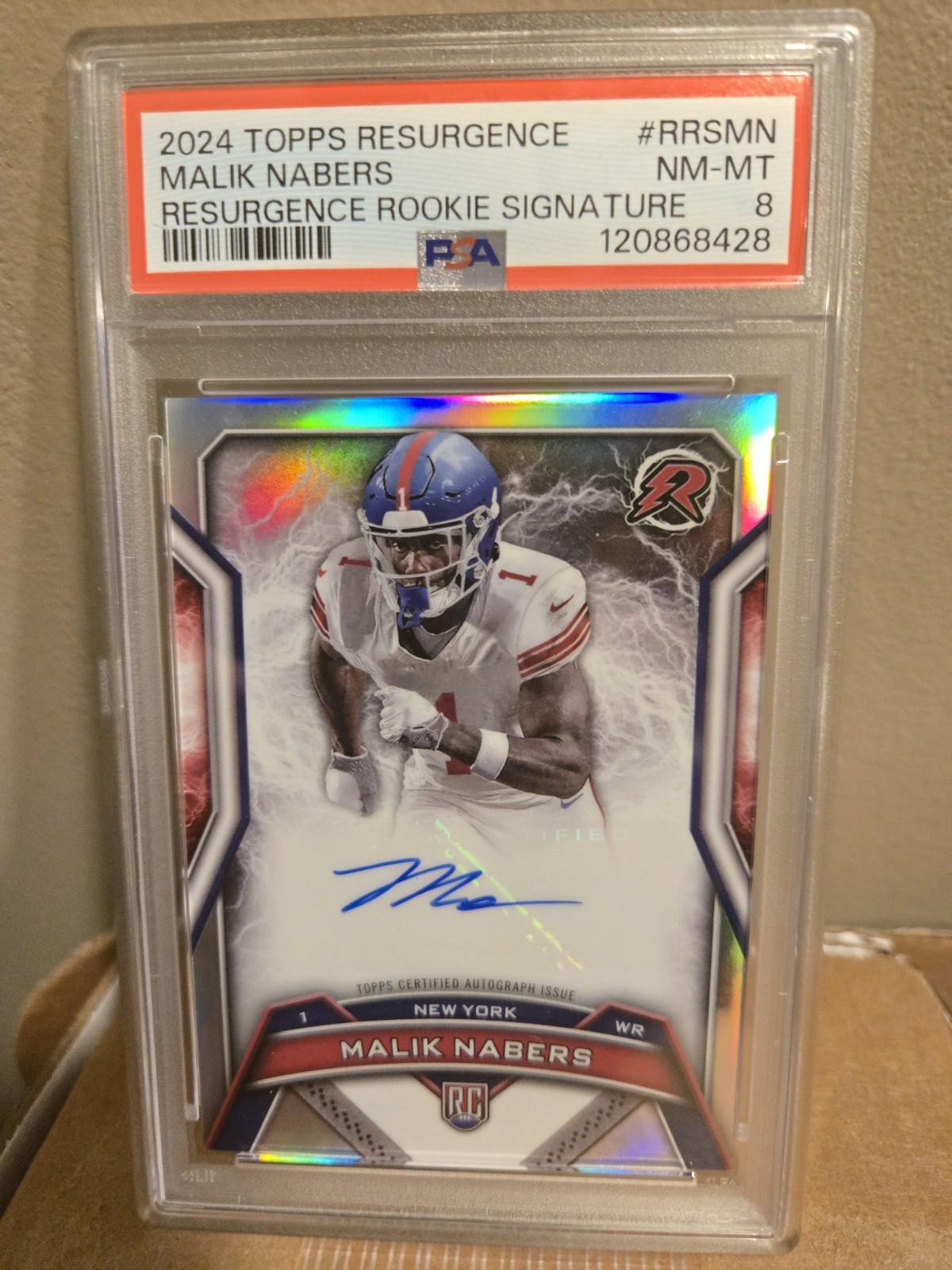 2024 Topps Resurgence Resurgence Signatures Malik Nabers PSA 8- RC NY GIANTS
