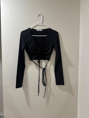 Adika Women s Black Cropped Long Sleeve Size Medium