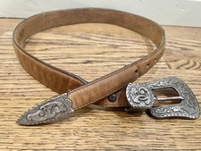 1990's Justin Leather Belt 28 Western Womens Top Grain Cowhide Cowgirl