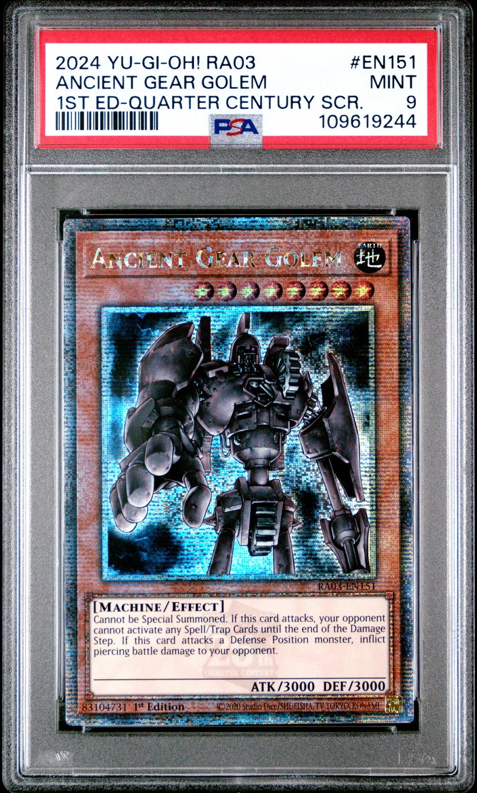 2024 YU-GI-OH! RA03-QUARTER CENTURY BONANZA #EN151 ANCIENT GEAR GOLEM PSA 9