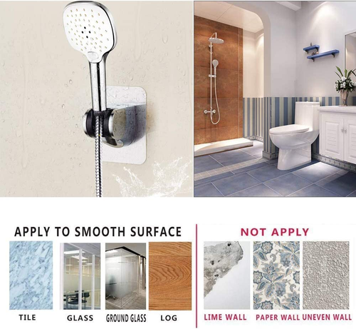 Shower Head Holder 2 Pack Strong Adhesive Adjustable Handheld Shower Wand Holder - Picture 4 of 12
