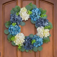 Hydrangea Wreath Summer Wreaths Home Decor Large 16" Flower Wreaths Farmhouse