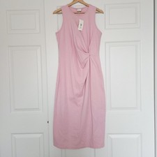Sz Small A New Day Side Pink Sleeveless Side Knot Midi Dress Knit Stretch NWT