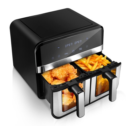 9L Doppel Heißluftfritteuse XXL AirFryer Digital Touch Heißluft-Fritteuse 2400W - Bild 13 von 17
