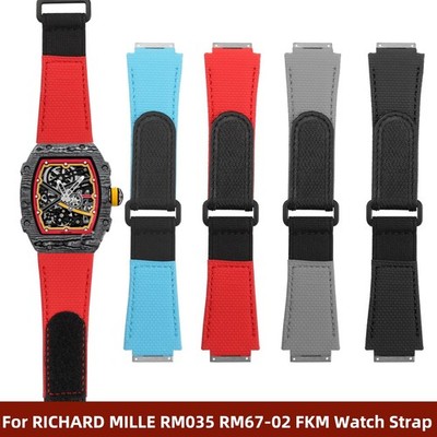 Customized Watch Strap For RICHARD MILLE RM035 RM67 RM055 FKM Leather Watch Band