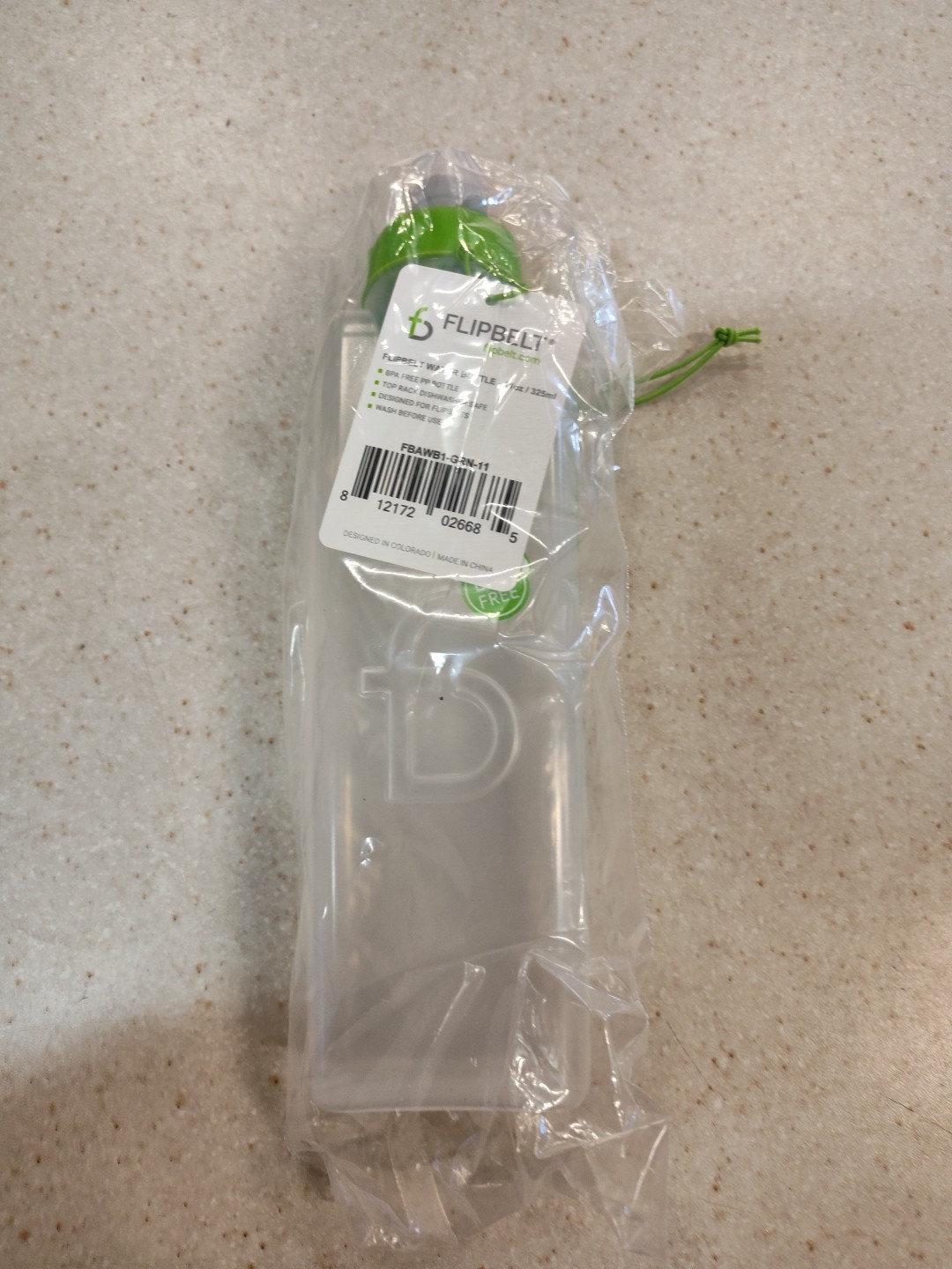 FlipBelt Arc Water Bottle for Running Belt, Curved 11 ounces, Green 