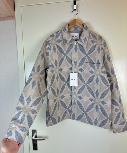 NN07 No Nationality Rahim Jacquard Boucle Geometric Overshot Shirt Jacket M - Picture 8 of 15