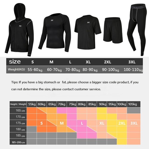 5 Pcs/Set Men's Tracksuit Gym Fitness Compression Sports Running Jogging Wear - Picture 5 of 20