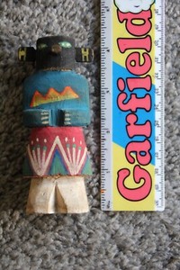 VINTAGE ROUTE 66 CARVED & PAINTED WOOD HOPI KACHINA FIGURE
