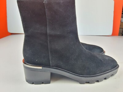 Giani Bernini Women Block Heel Ankle High Booties Black Leather  9.5M (lot395)