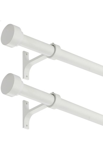 2 Stück Schwerlast 1 Zoll Durchmesser einzelne Gardinenstangen 36-72" verstellbar weiß - Bild 1 von 7