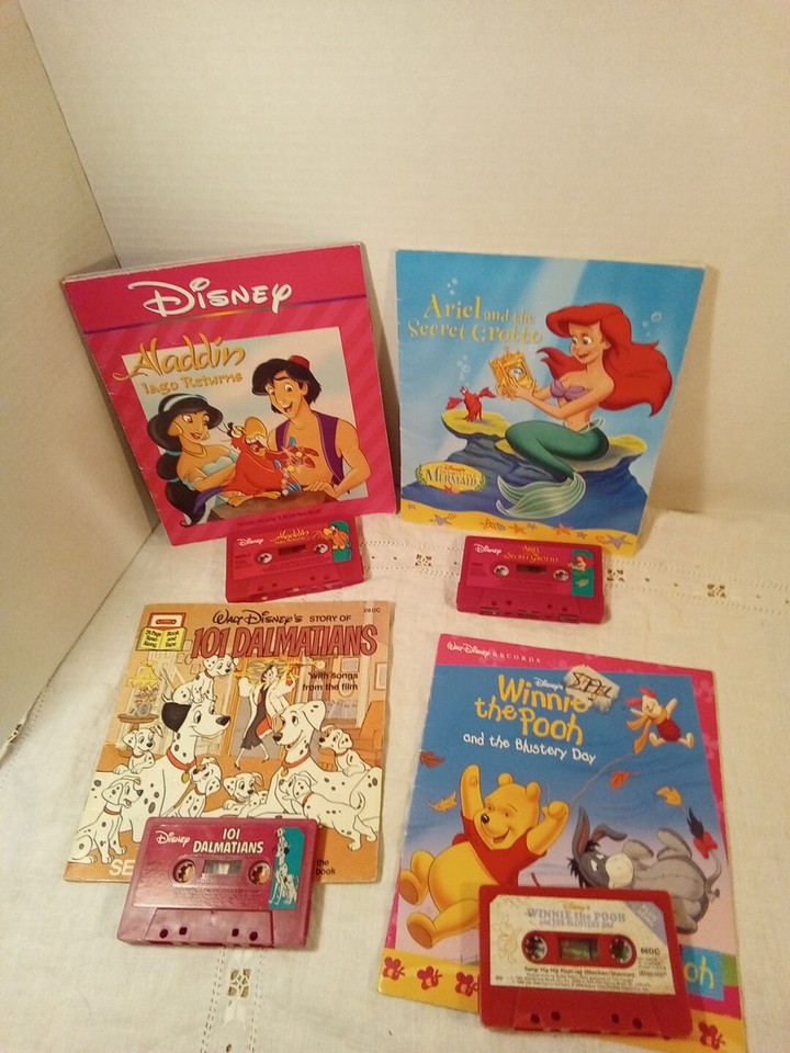 Vintage 90s Rare 4 Walt Disney Read-Along Book and Cassette Lot, Books ...
