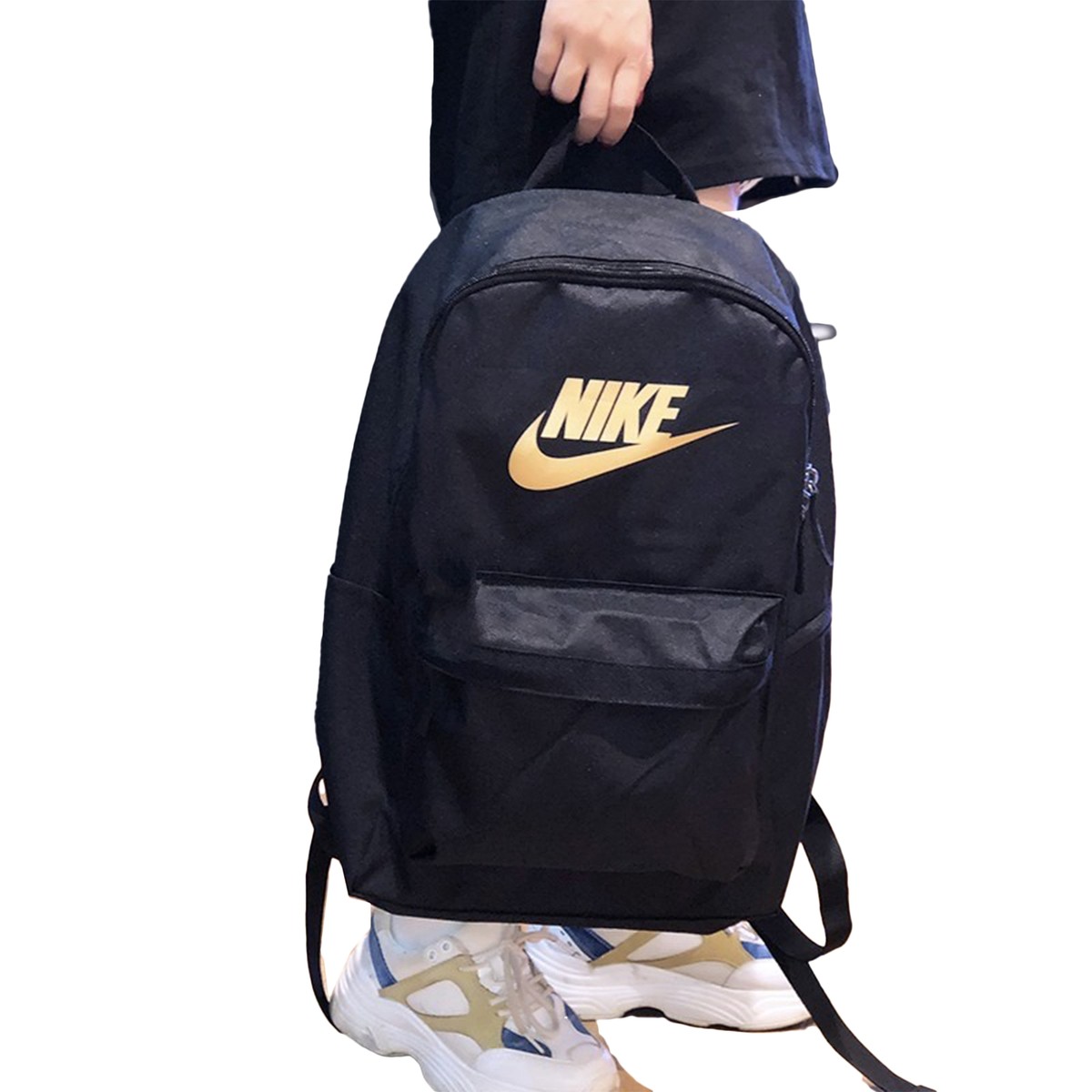 nike heritage backpack black and gold