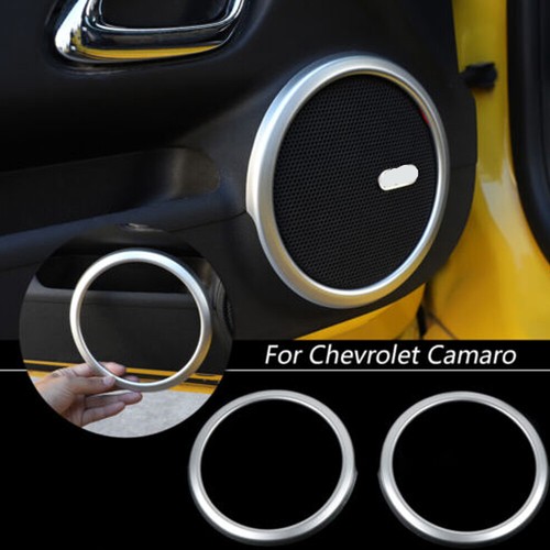 Cubierta de altavoz de audio de puerta plateada borde de anillo para Chevy Camaro 2012 2013 2014 2015 - Imagen 4 de 11