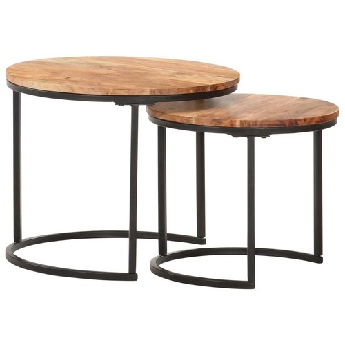 vidaXL Nesting Tables 2 pcs Solid Wood Acacia - Picture 7 of 9