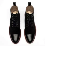 Handmade Men’s Black Chukka Lace Up High Ankle Dress Office Boots