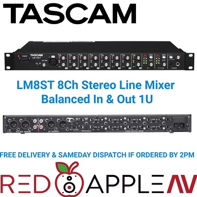 Tascam LM-8ST Stereo 8 Kanal Line Mixer mit extra Mikrofon/Line XLR Eingang 1 HE
