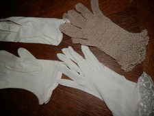Lot of 4 Vintage Ladies Women's White Gloves Sets, Size Small/Medium