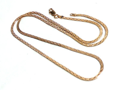 ITALIEN Rosegold an 925 Silber glänzende flache gewellte Kette HALSKETTE - 3,8 Gramm