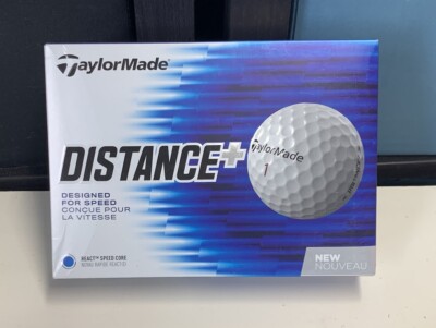 TaylorMade Distance Plus Golf Balls White One Dozen (12 Balls) React Speed Core
