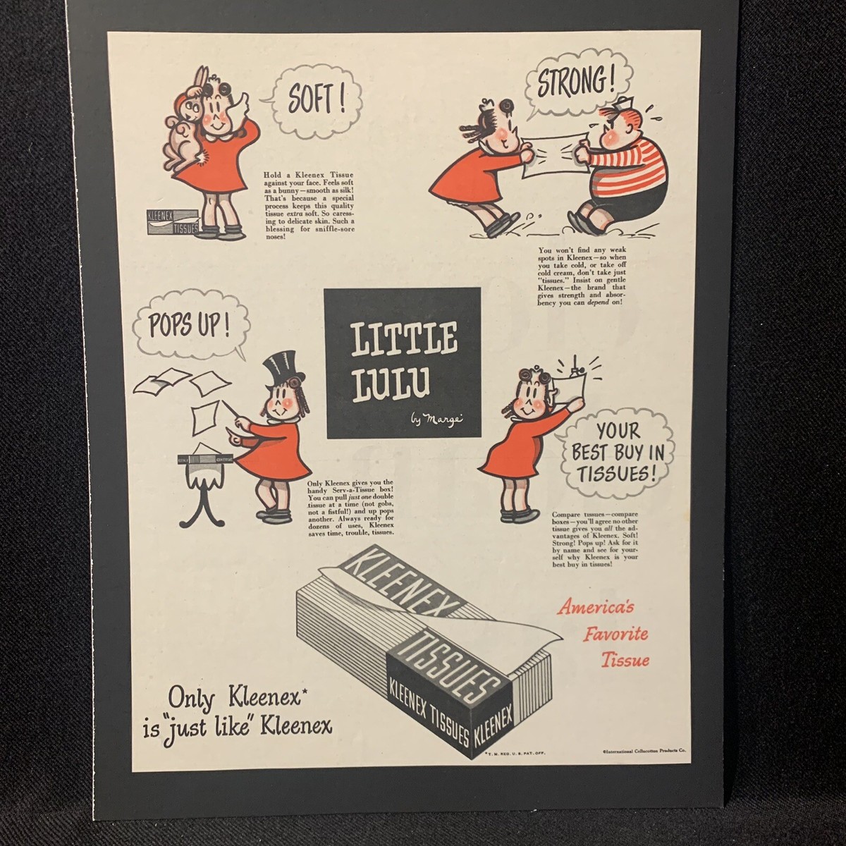 1949 Little Lulu Comic Kleenex Tissues Vintage Print Ad 1940s