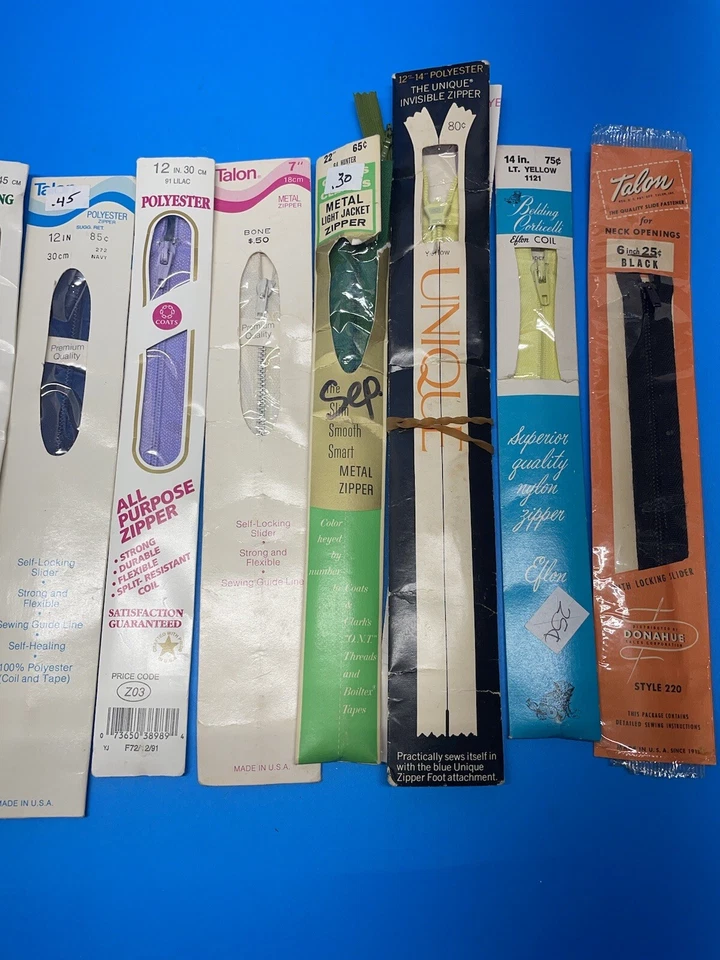 Vintage set of new 14 zippers: all-purpose, jeans, invisible, polyester - Image 3 of 4