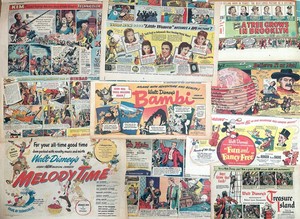 10 MOVIE ADS 1940s to 1950s, Disney, BAMBI, Donald Duck, Liz Taylor, Errol Flynn