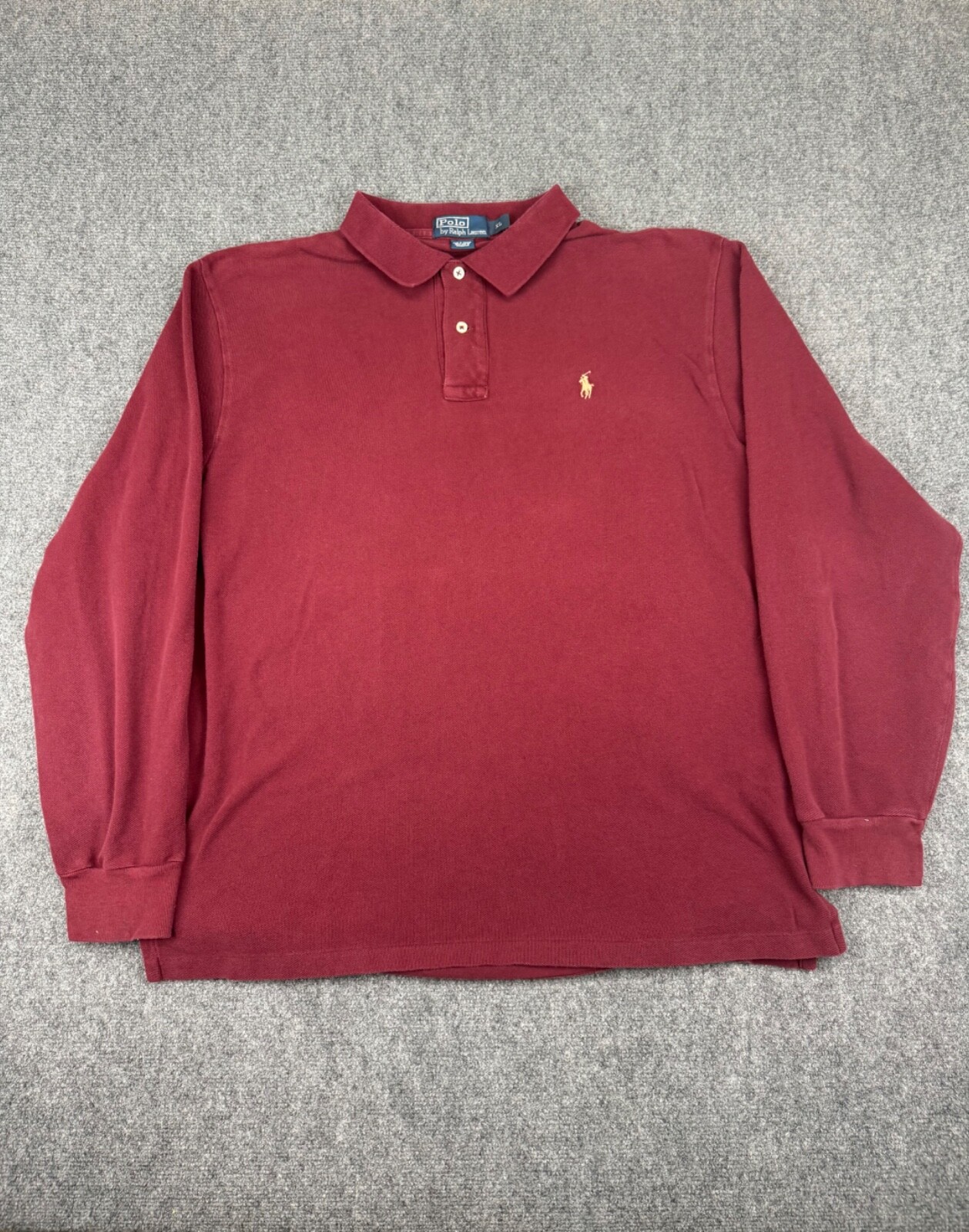 Polo Ralph Lauren camicia uomo XL rossa manica lunga colletto polo pullover marrone pony