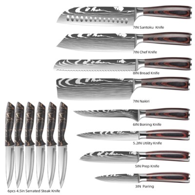 14pc Knife Set Stainless Steel Professional Chef knife Steak Kitchen Knives