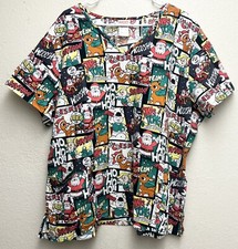 Rudolph The Red-Nosed Reindeer Scrub Top XMAS Comic Strip 3XL EUC 29  Pit-Pit 